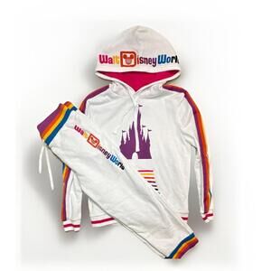 Walt Disney World Parks Women's Tracksuit Hoodie Capri Jogger Set S Rainbow